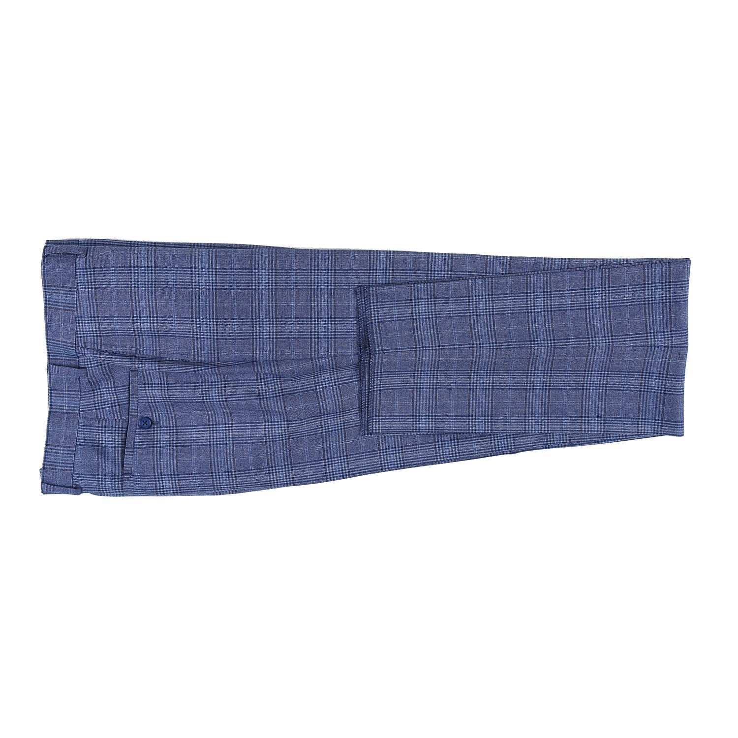 Wool Stretch Single Breasted SLIM FIT Suit in Denim Blue Glen Check (Short, Regular, and Long Available) by English Laundry