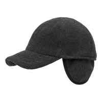 Fleece Baseball Classic Cap with Earflaps in Dark Grey Melange, Size 62 by Wigens