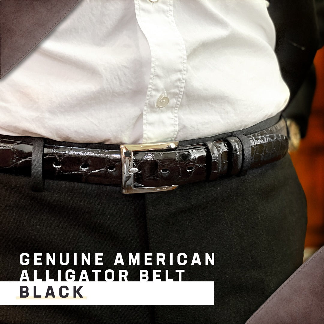 American Alligator Belt in Black by Torino Leather