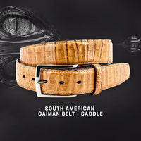 South American Caiman Belt in Saddle (Size 36) by Torino Leather