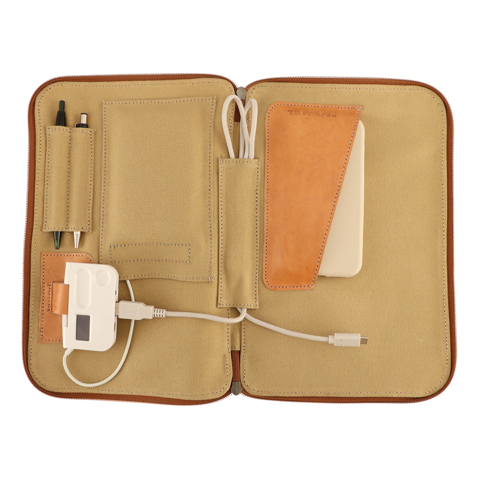 Tech Folio with JoeyEnergy® in Natural Vachetta Leather by T.B. Phelps
