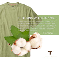 Mélange Crew Neck Peruvian Cotton Tee Shirt in Green Mélange by Left Coast Tee