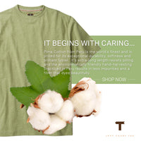 Mélange Crew Neck Peruvian Cotton Tee Shirt in Green Mélange by Left Coast Tee