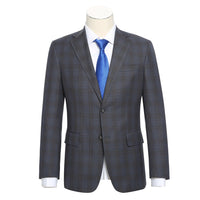 Stretch Performance Single Breasted SLIM FIT Suit in Grey and Tan Plaid (Size 40R, 33 Waist) by English Laundry