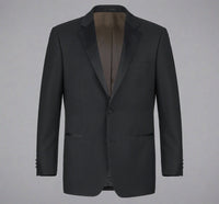 Super 140s Wool Satin Notched Lapel CLASSIC FIT Tuxedo in Black (Short, Regular, and Long Available) by Renoir