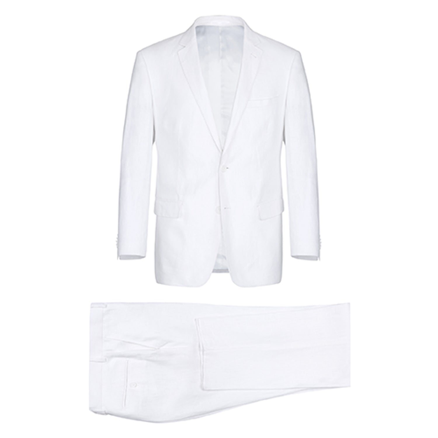 Linen Single Breasted 2-Button CLASSIC FIT Suit in White (Short, Regular, and Long Available) by Renoir