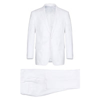 Linen Single Breasted 2-Button CLASSIC FIT Suit in White (Short, Regular, and Long Available) by Renoir