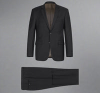 Super 140s Wool 2-Button SLIM FIT Suit in Black (Short, Regular, and Long Available) by Renoir