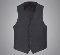Super 140s Wool Waistcoat in Charcoal (Regular and Long Available) by Renoir