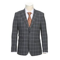 Wool Stretch Double Breasted SLIM FIT Suit in Grey Check (Short, Regular, and Long Available) by English Laundry