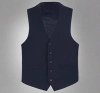 Super 140s Wool Waistcoat in Dark Navy by Renoir