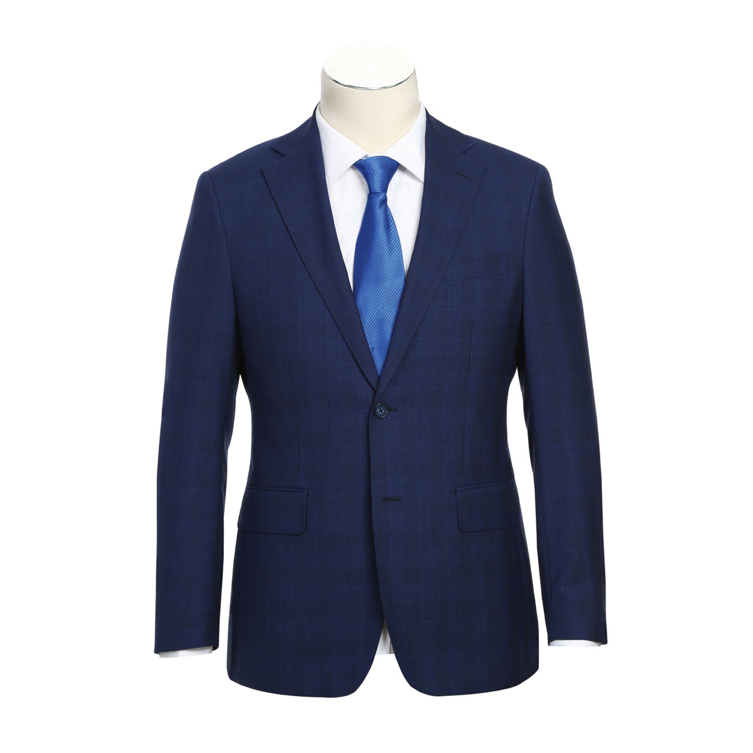Wool Stretch Single Breasted SLIM FIT Suit in Midnight Blue Check (Short, Regular, and Long Available) by English Laundry