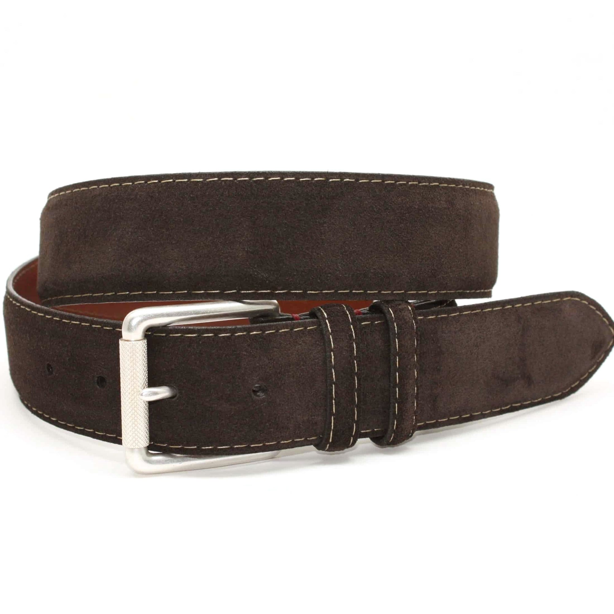 European Sueded Calfskin Belt in Brown by Torino Leather