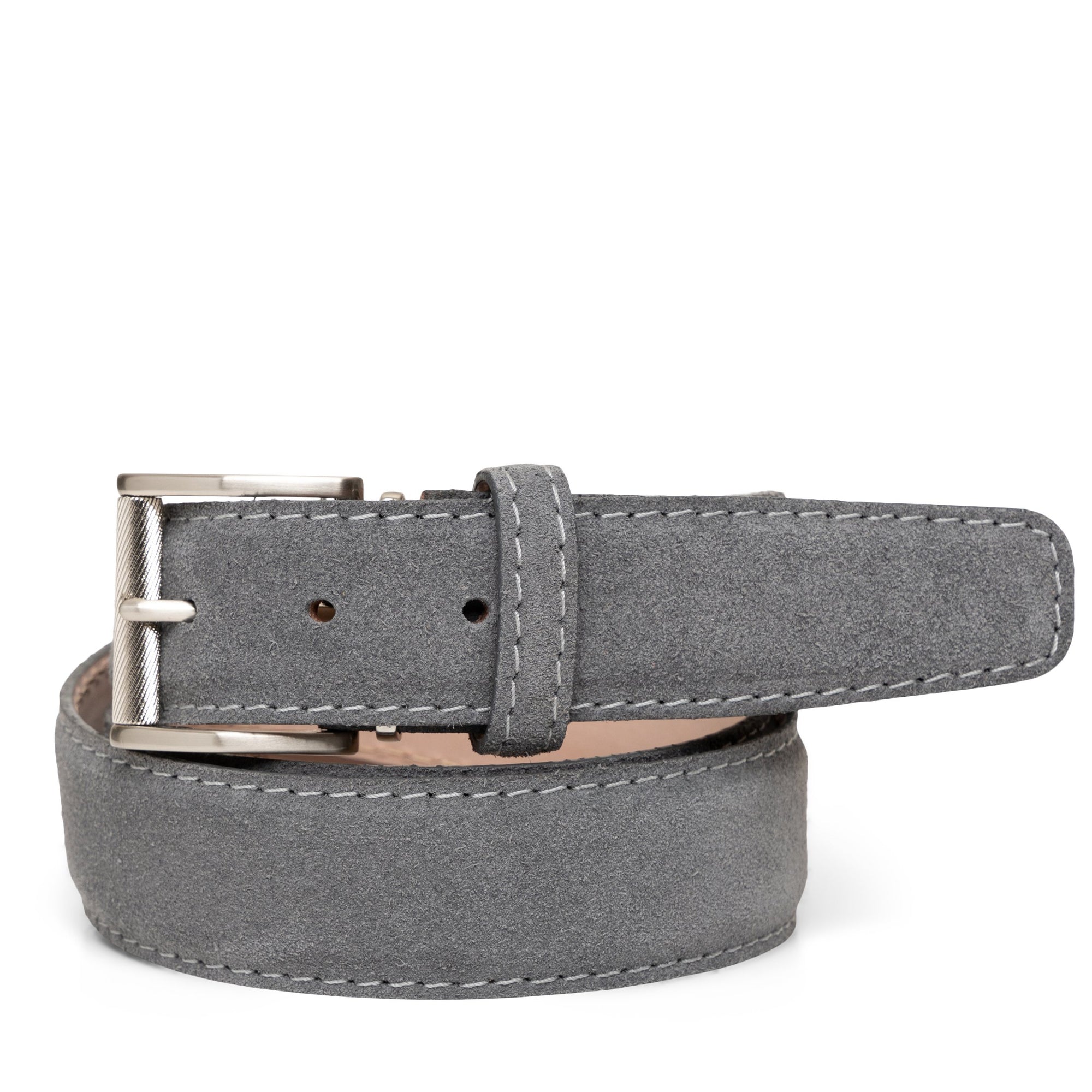 Italian Suede Belt in Charcoal with Grey Stitching by L.E.N. Bespoke