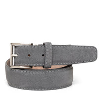 Italian Suede Belt in Charcoal with Grey Stitching by L.E.N. Bespoke