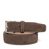Italian Suede Belt in Chocolate with Beige Stitching by L.E.N. Bespoke