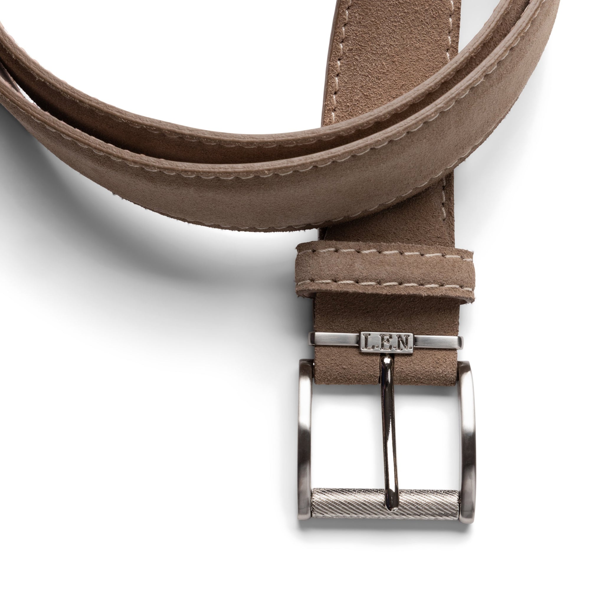 Italian Suede Belt in Fawn with Beige Stitching by L.E.N. Bespoke