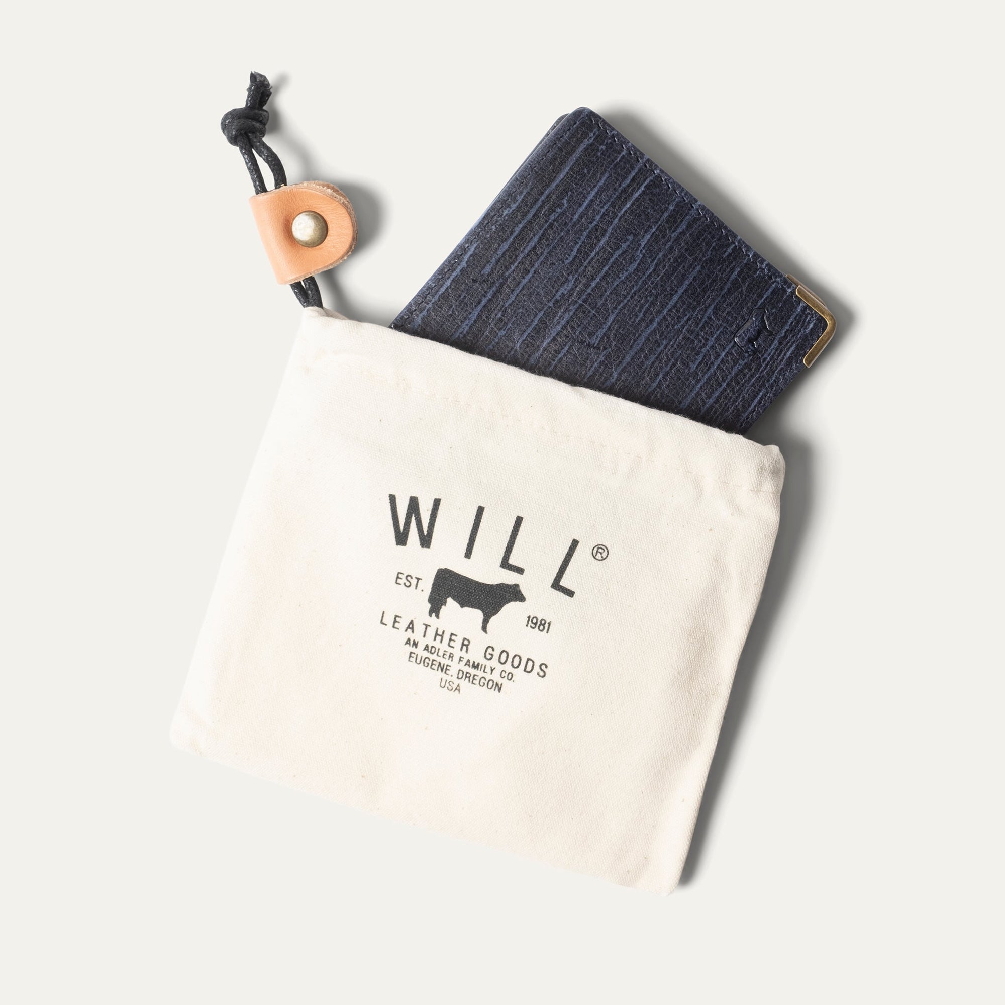 William Italian Leather Billfold Wallet in Blue by Will Leather Goods