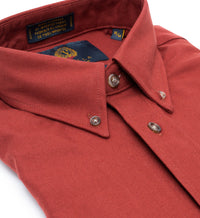 Cotton and Wool Blend Button-Down Shirt in Burgundy by Viyella
