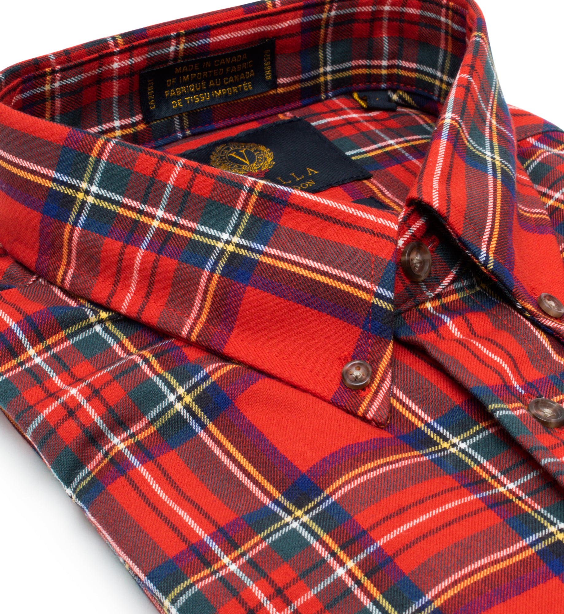 Royal Stewart Tartan Cotton and Wool Blend Button-Down Shirt by Viyell