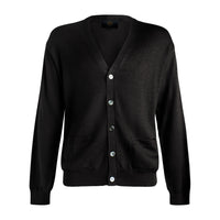 Extra Fine 'Zegna Baruffa' Merino Wool Button Front Cardigan Sweater in Black by Viyella