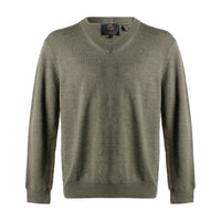 Extra Fine 'Zegna Baruffa' Merino Wool V-Neck Sweater in Sage Melange by Viyella