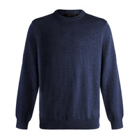 Extra Fine 'Zegna Baruffa' Merino Wool Crew Neck Sweater in Navy by Viyella