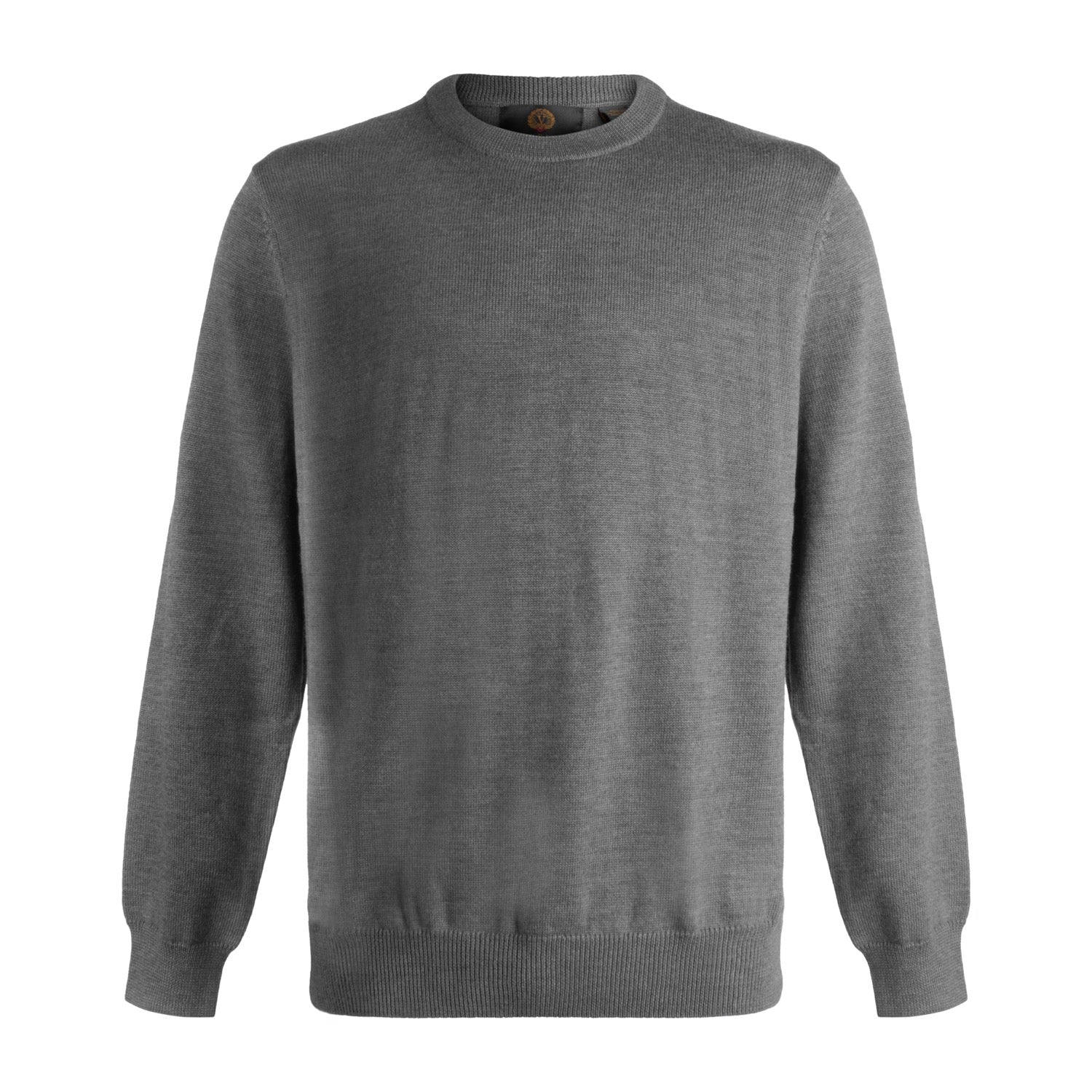 Extra Fine 'Zegna Baruffa' Merino Wool Crew Neck Sweater in Charcoal by Viyella