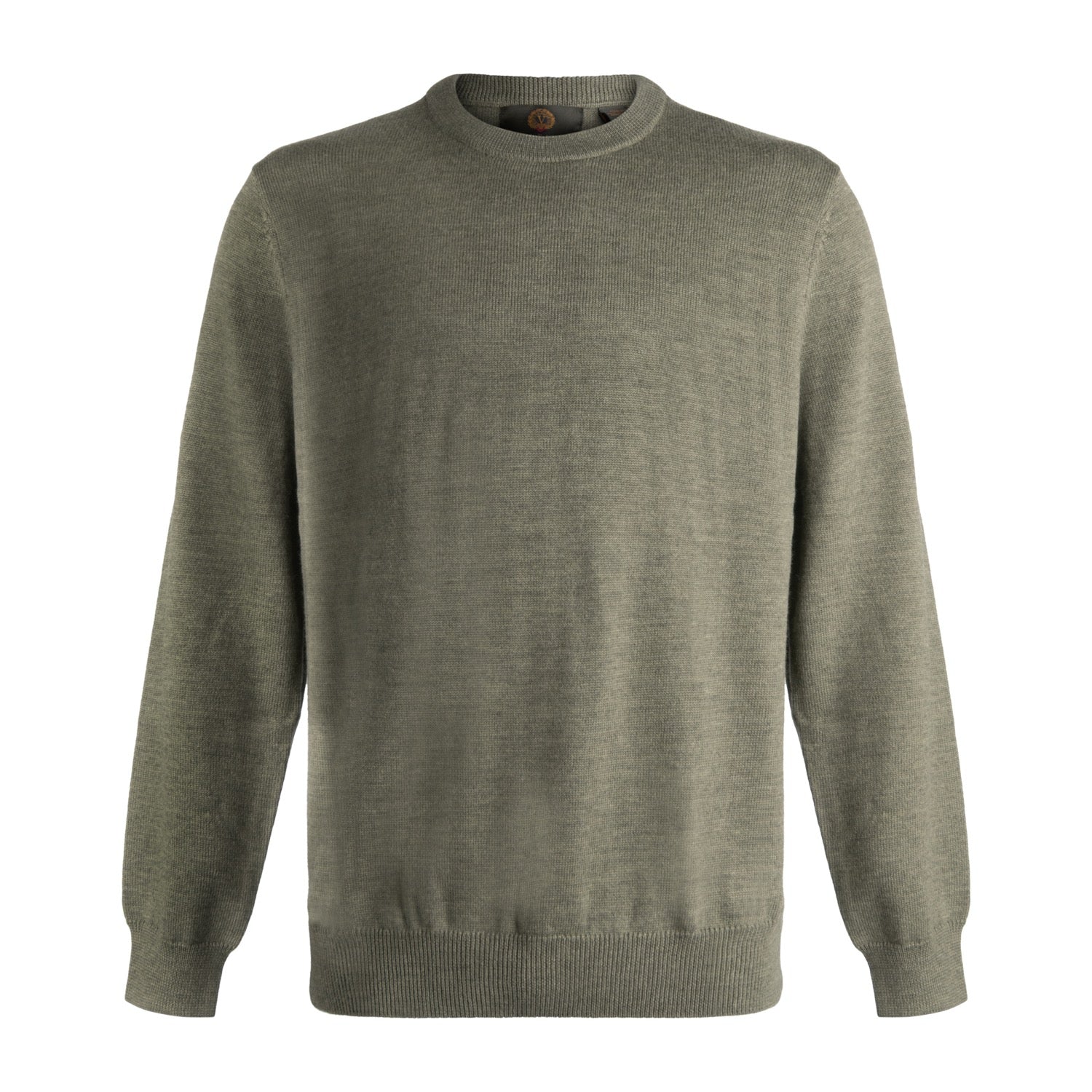 Extra Fine 'Zegna Baruffa' Merino Wool Crew Neck Sweater in Sage Melange by Viyella