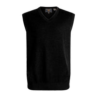 Extra Fine 'Zegna Baruffa' Merino Wool V-Neck Sleeveless Sweater Vest in Black by Viyella