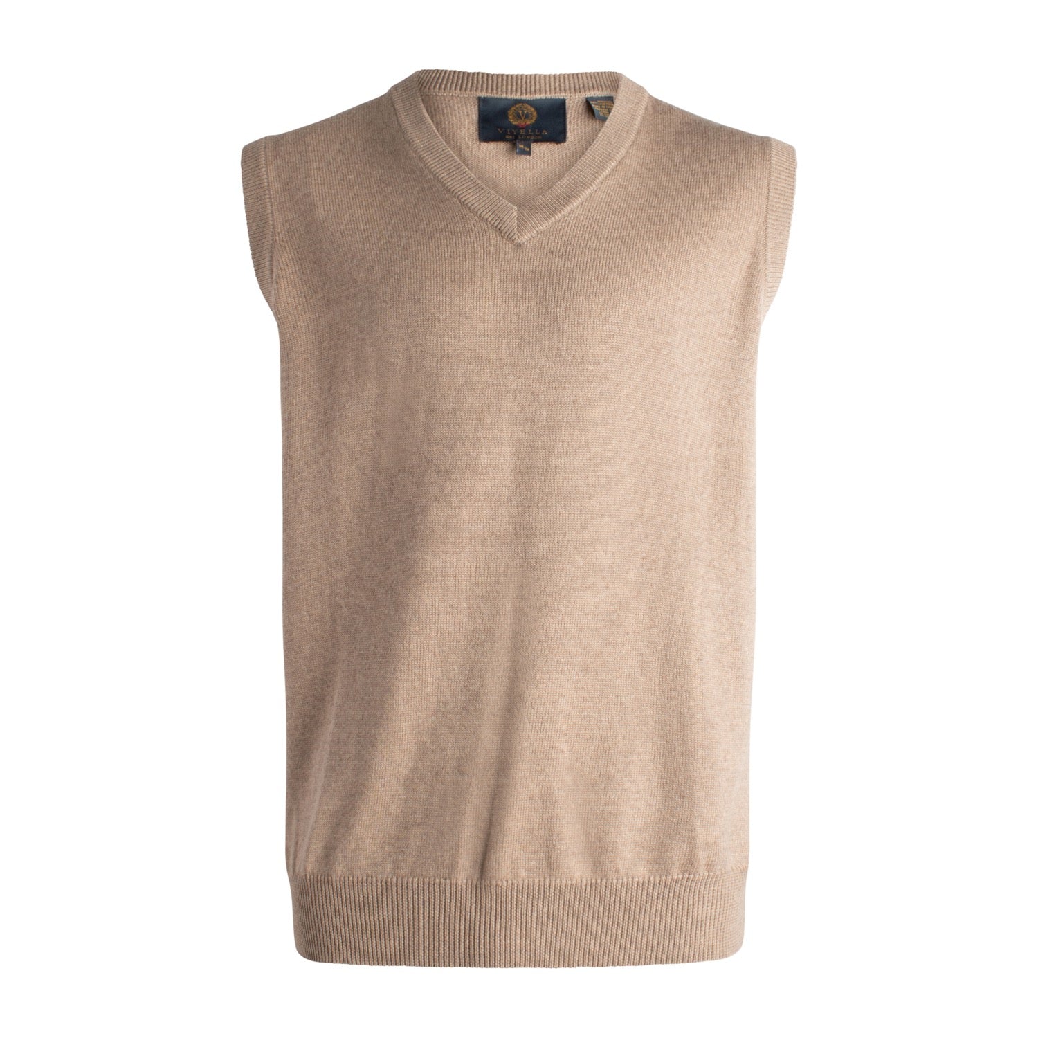 Extra Fine 'Zegna Baruffa' Merino Wool V-Neck Sleeveless Sweater Vest in Mushroom by Viyella