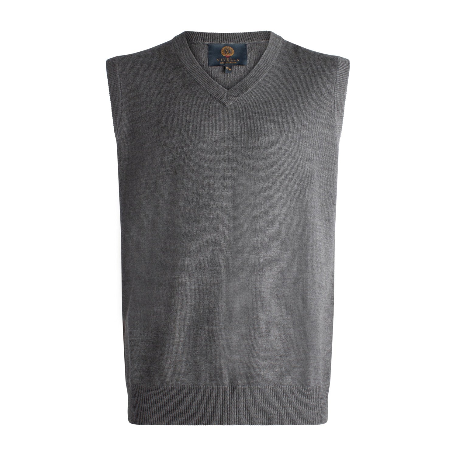 Extra Fine 'Zegna Baruffa' Merino Wool V-Neck Sleeveless Sweater Vest in Charcoal by Viyella