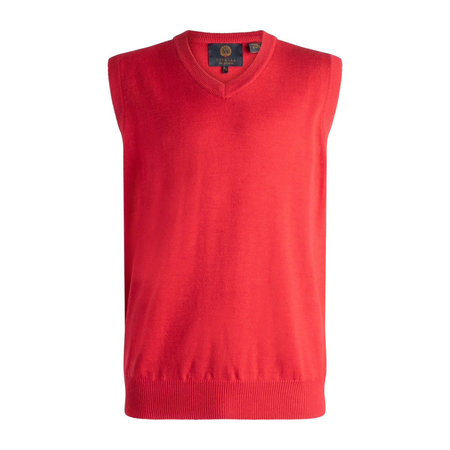 Extra Fine 'Zegna Baruffa' Merino Wool V-Neck Sleeveless Sweater Vest in Admiral Red by Viyella