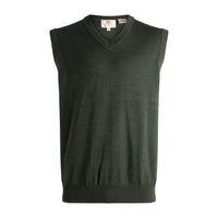 Extra Fine 'Zegna Baruffa' Merino Wool V-Neck Sleeveless Sweater Vest in Dark Green by Viyella