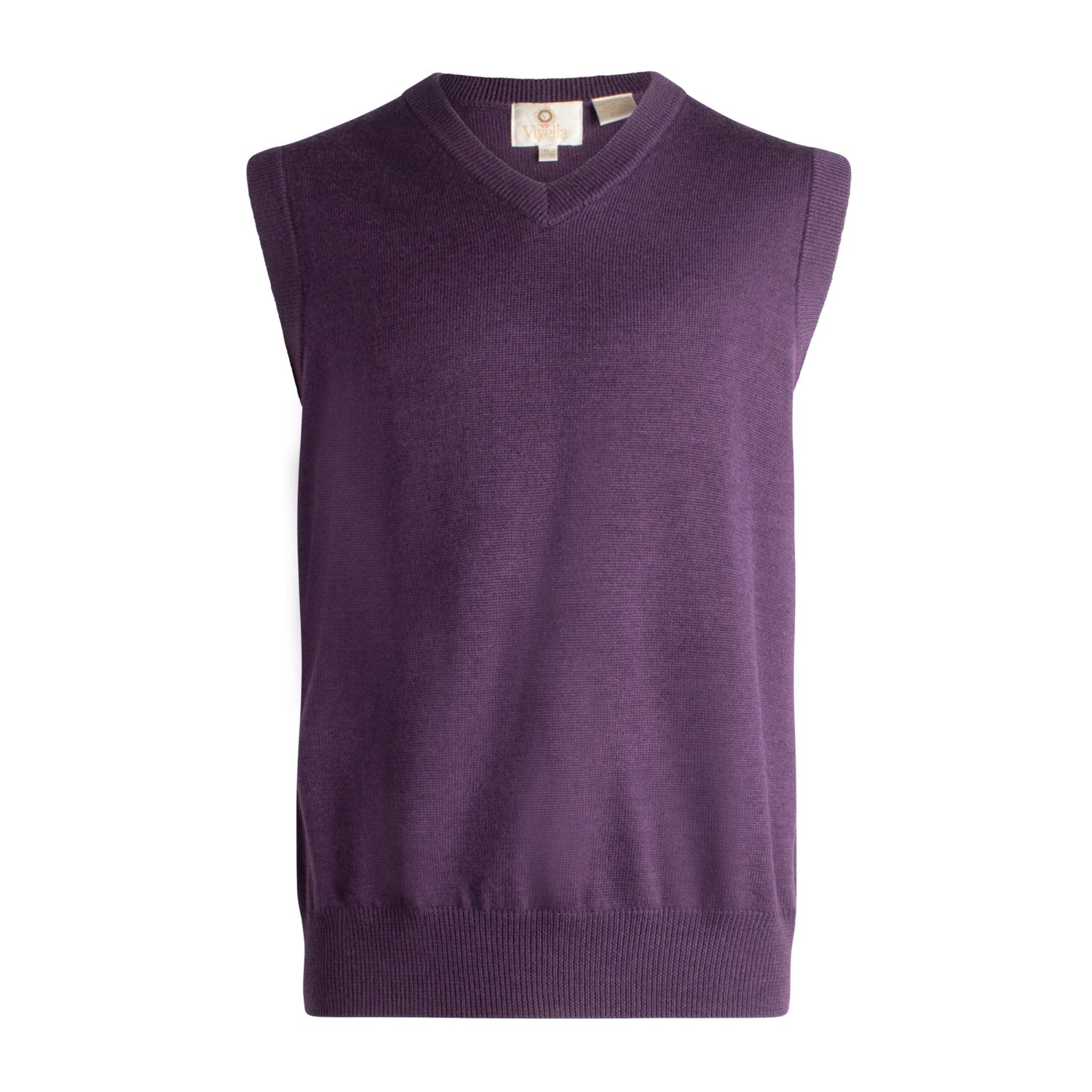 Extra Fine 'Zegna Baruffa' Merino Wool V-Neck Sleeveless Sweater Vest in Mulberry by Viyella