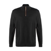 Extra Fine 'Zegna Baruffa' Merino Wool Quarter-Zip Sweater in Black by Viyella