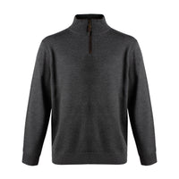Extra Fine 'Zegna Baruffa' Merino Wool Quarter-Zip Sweater in Charcoal by Viyella