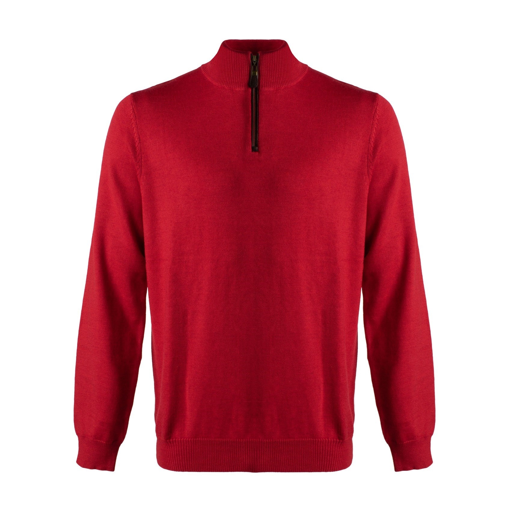 Extra Fine 'Zegna Baruffa' Merino Wool Quarter-Zip Sweater in Admiral Red by Viyella