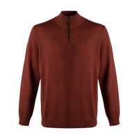 Extra Fine 'Zegna Baruffa' Merino Wool Quarter-Zip Sweater in Rust by Viyella