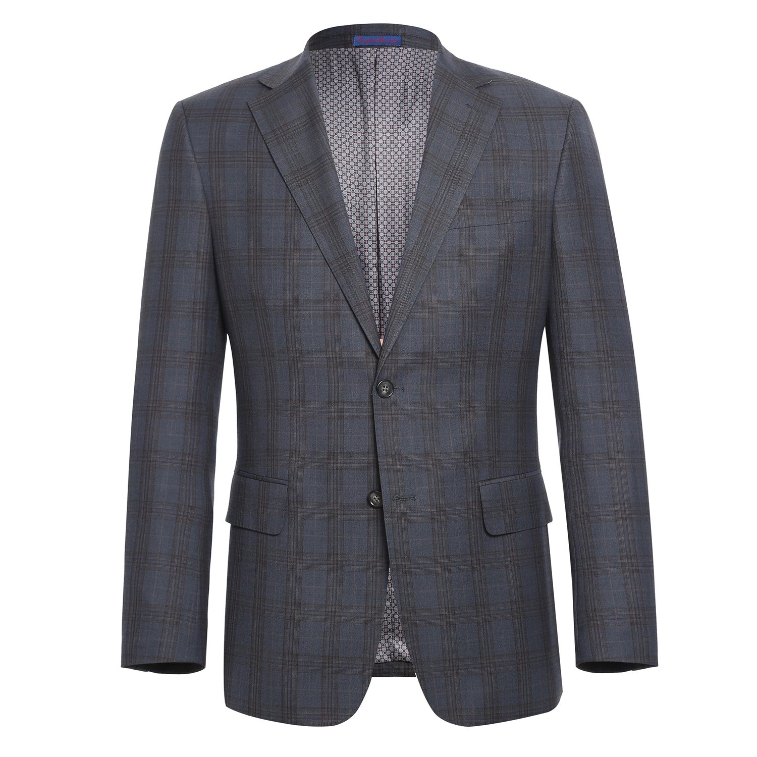 Stretch Performance Single Breasted SLIM FIT Suit in Grey and Tan Plaid (Short, Regular, and Long Available) by English Laundry