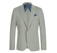 Single Breasted SLIM FIT Half Canvas Stretch Knit Soft Jacket in Light Grey (Short, Regular, and Long Available) by Pelago