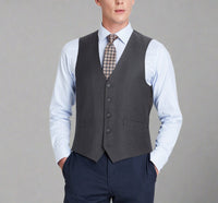Super 140s Wool Waistcoat in Charcoal (Regular and Long Available) by Renoir