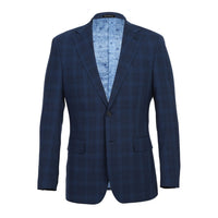 Wool Stretch Single Breasted SLIM FIT Suit in Air Force Blue Plaid (Short, Regular, and Long Available) by English Laundry