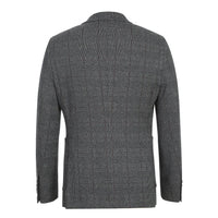 Single Breasted SLIM FIT Half Canvas Stretch Soft Jacket in Grey Plaid (Short, Regular, and Long Available) by Pelago