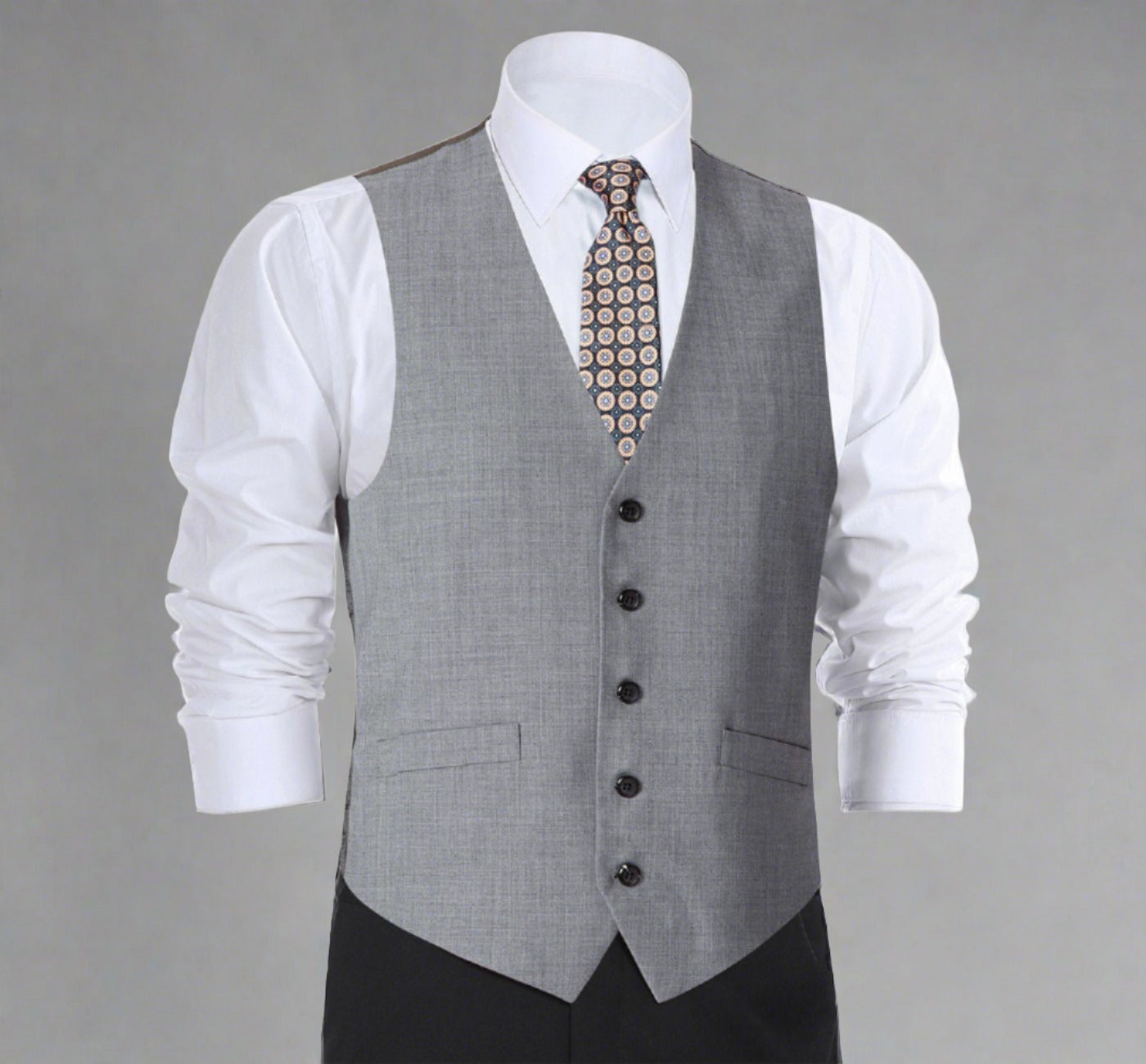 Super 140s Wool Waistcoat in Grey by Renoir
