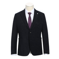 Single Breasted SLIM FIT Half Canvas Knit Soft Jacket in Navy Mélange (Short, Regular, and Long Available) by Pelago