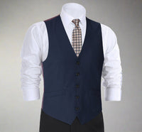 Super 140s Wool Waistcoat in Navy (Regular and Long Available) by Renoir