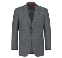 Performance 3-Piece CLASSIC FIT Suit in Grey Windowpane Check (Size 40R - 34 Waist) by Renoir