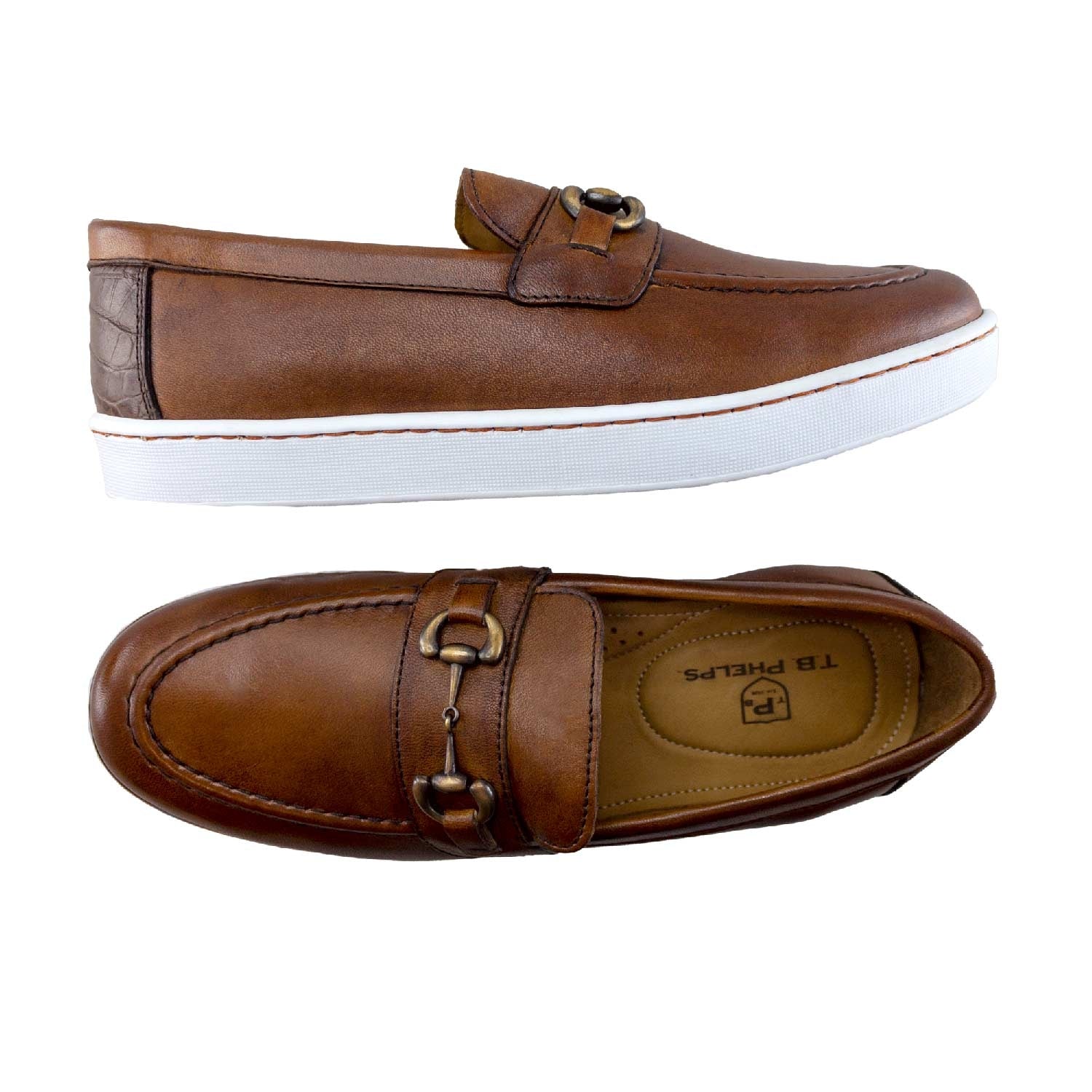 Clubhouse Bit Leather Golf Slip-On Sneaker in Pecan by T.B. Phelps