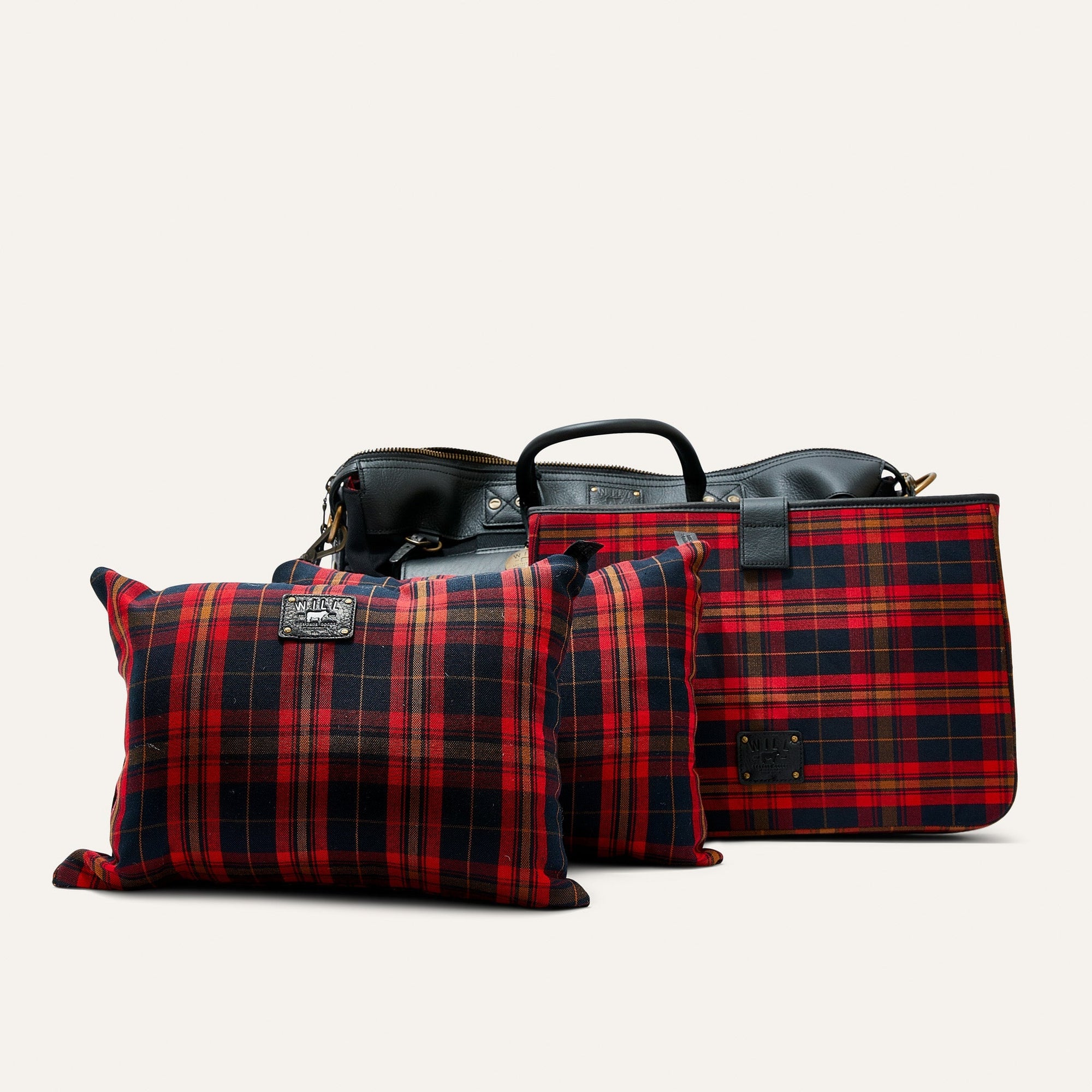 Canvas and Leather Travel Duffle in Black with Black Leather by Will Leather Goods